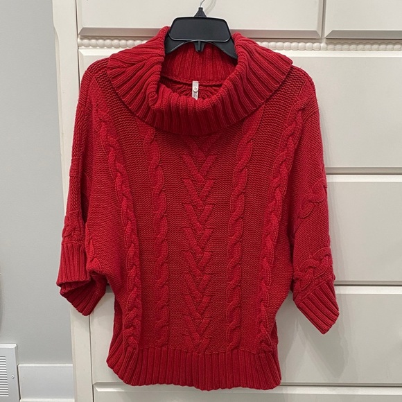 Leo & Nicole Sweaters - Leo & Nicole Red Cowl Neck Sweater